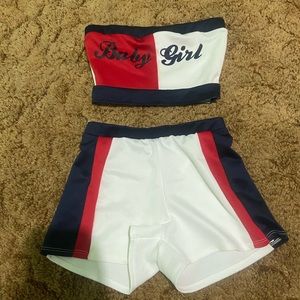 2 piece set , crop top & shorts